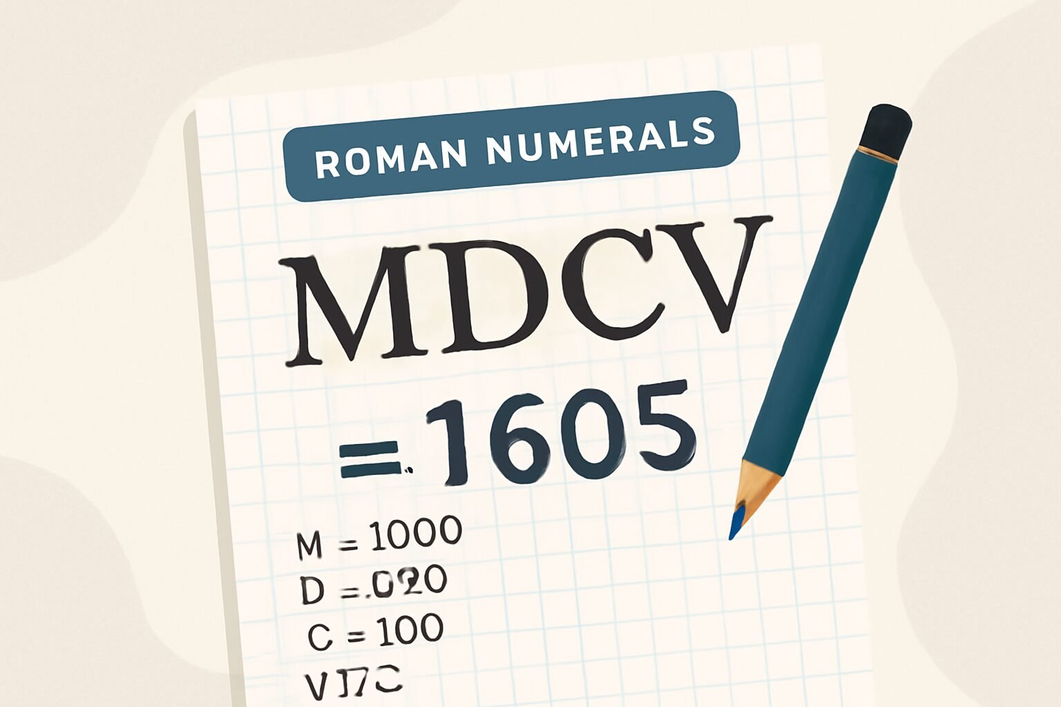 Roman Numerals: 1605