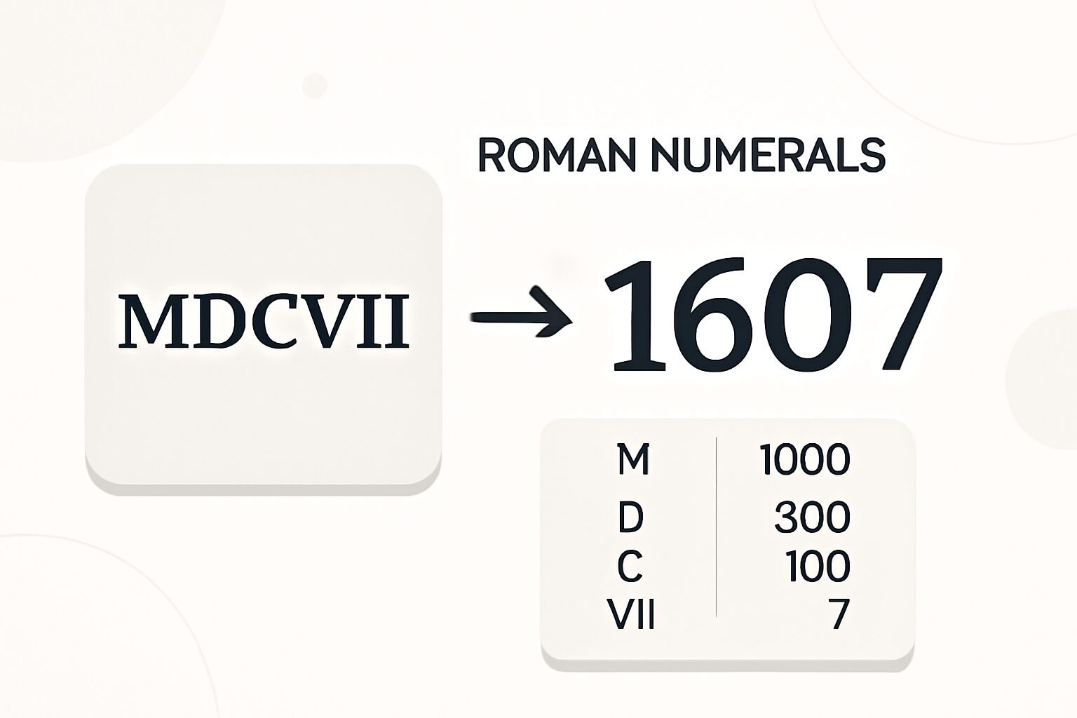 Roman Numerals: 1607