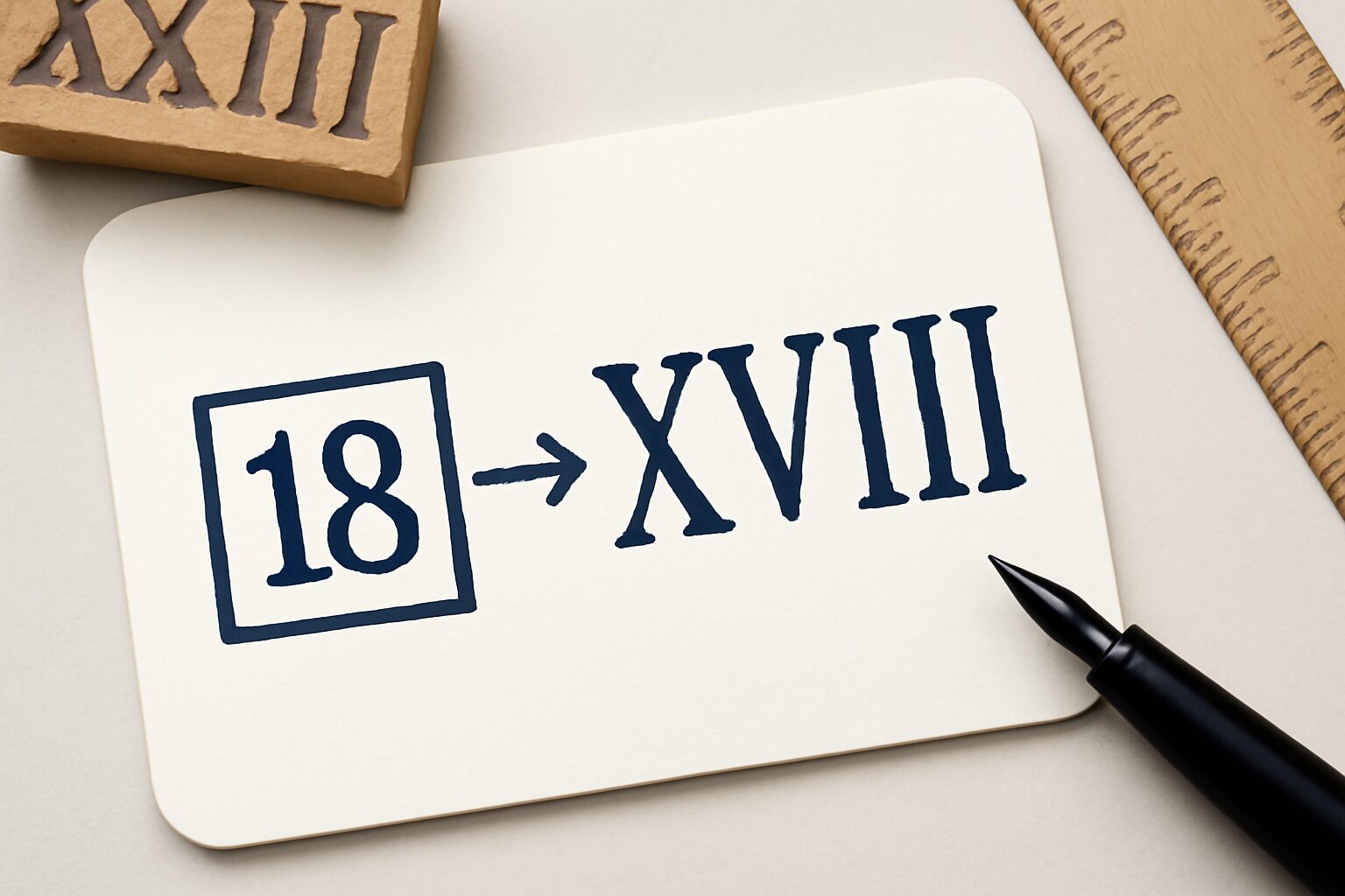 Roman Numerals: 18