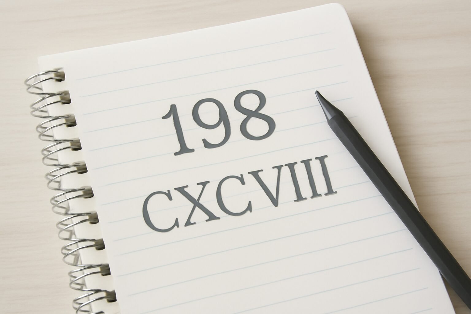 Roman Numerals: 198
