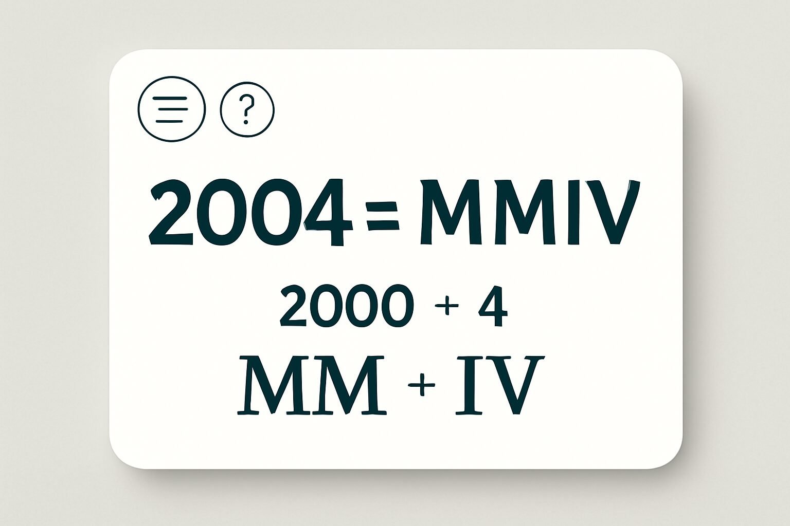 Roman Numerals: 2004