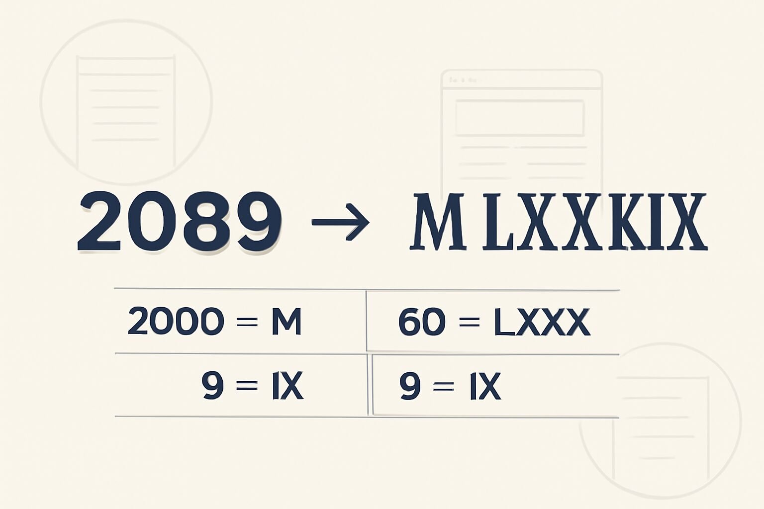 Roman Numerals: 2089