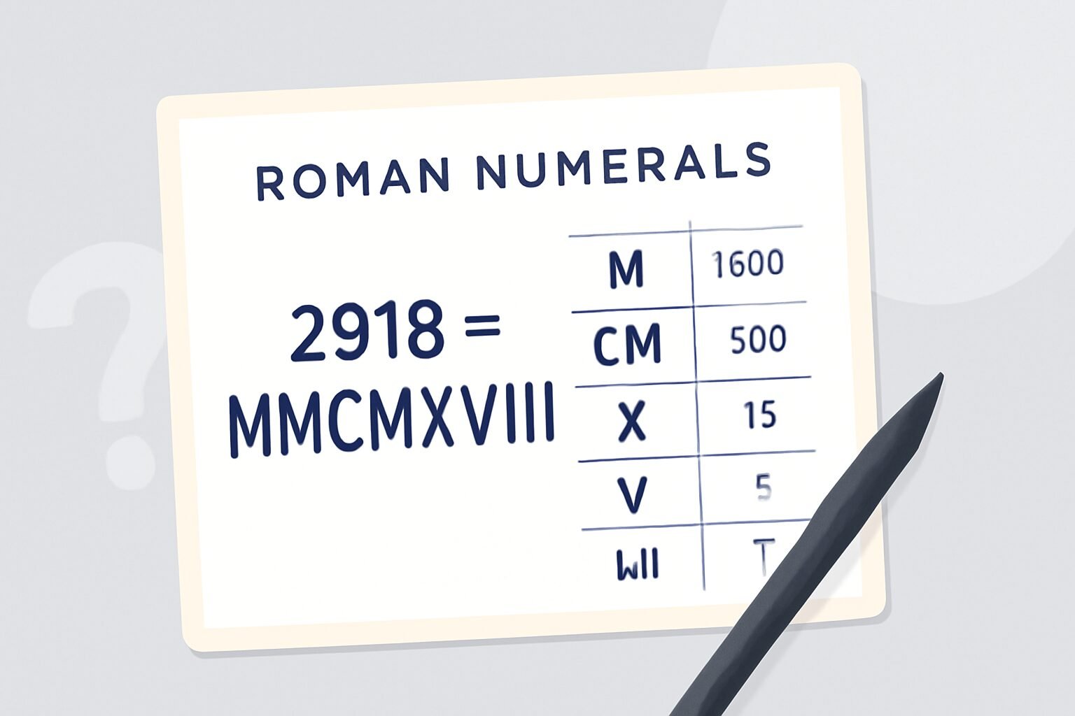 Roman Numerals: 2918