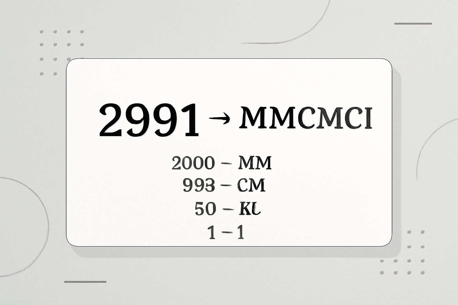 Roman Numerals: 2991