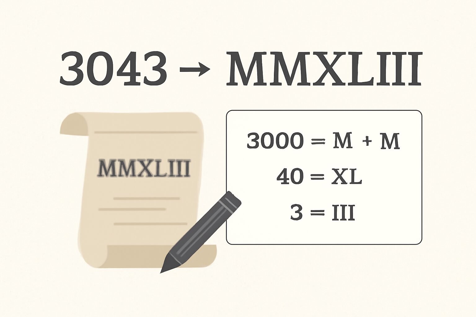 Roman Numerals: 3043