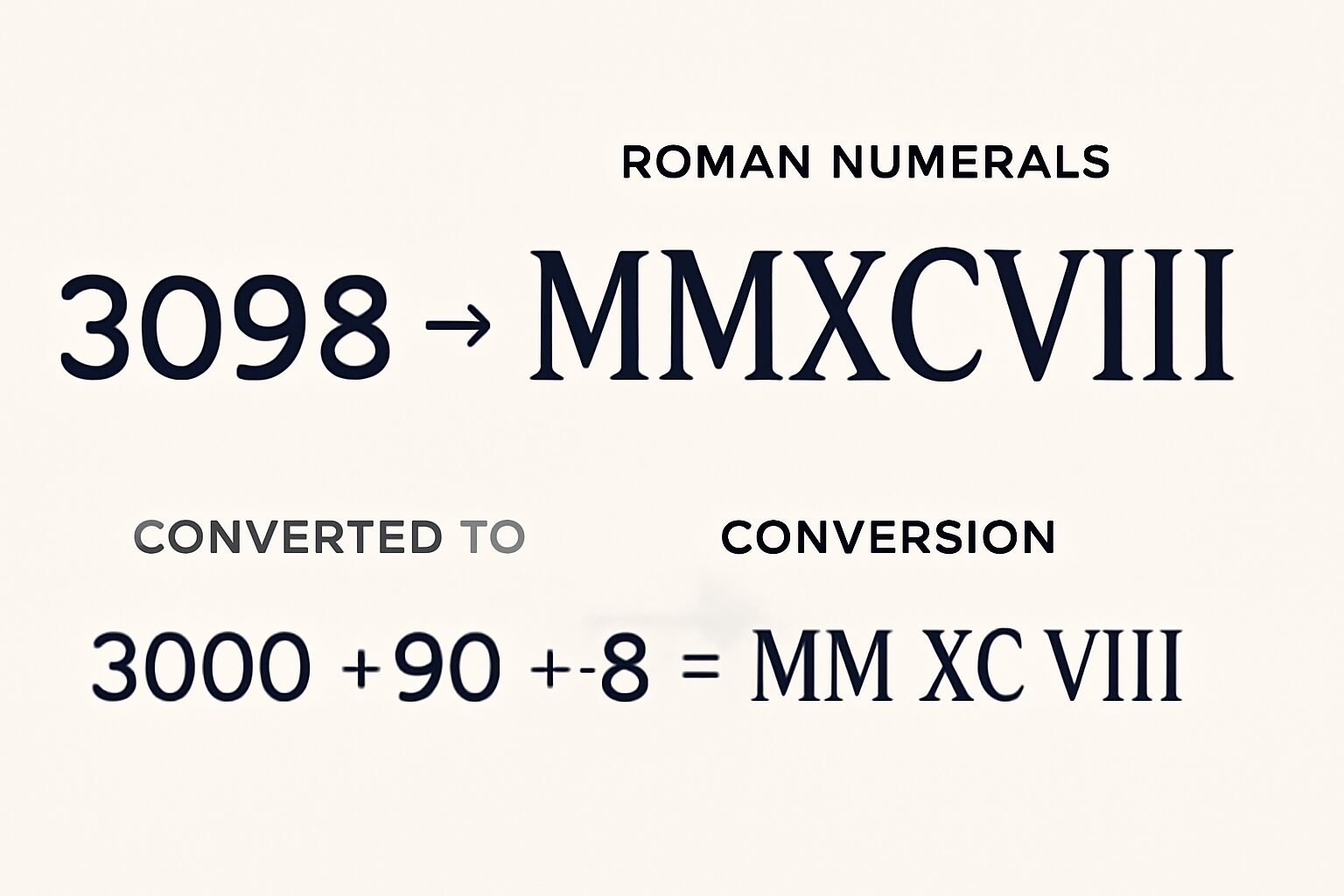 Roman Numerals: 3098