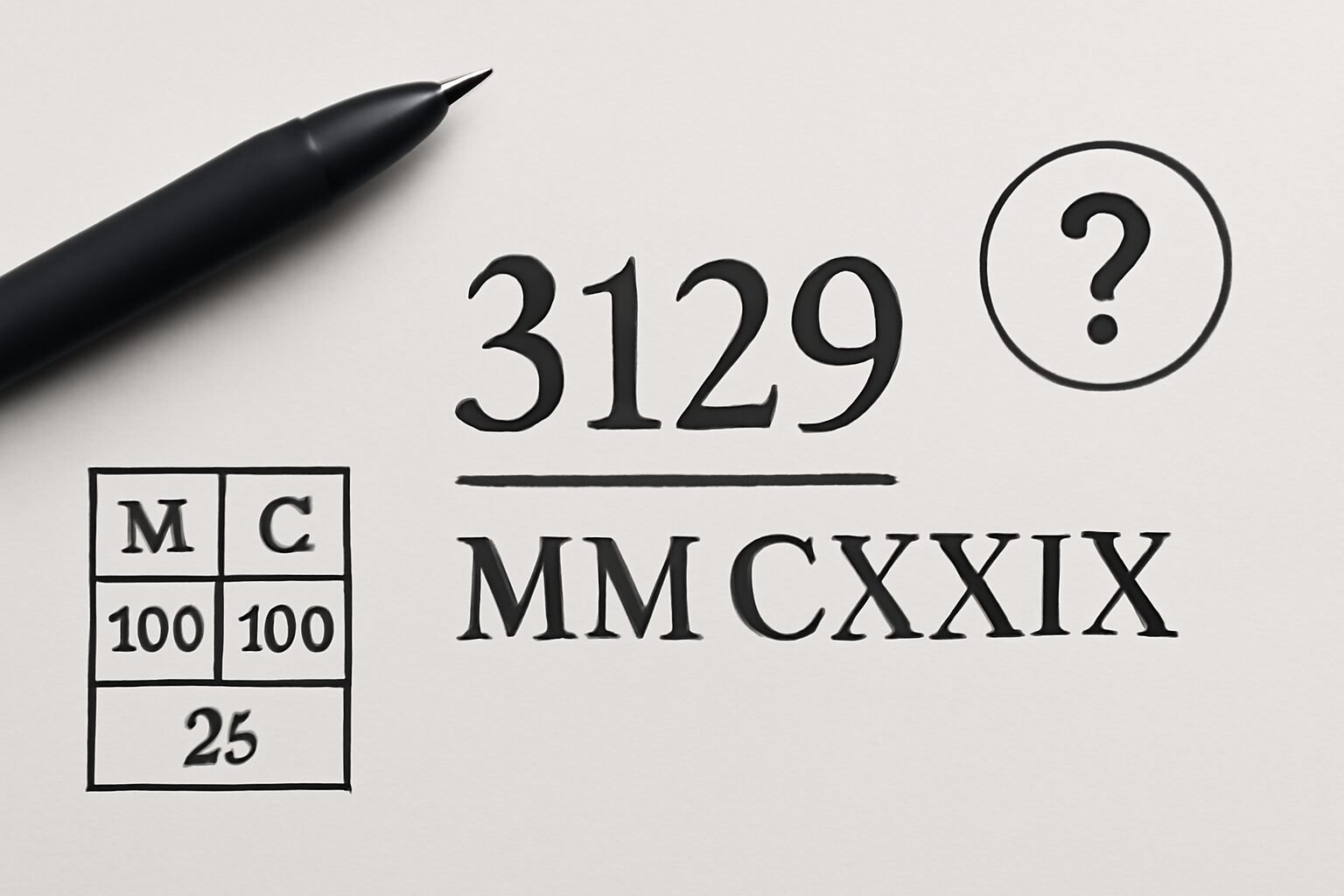Roman Numerals: 3129