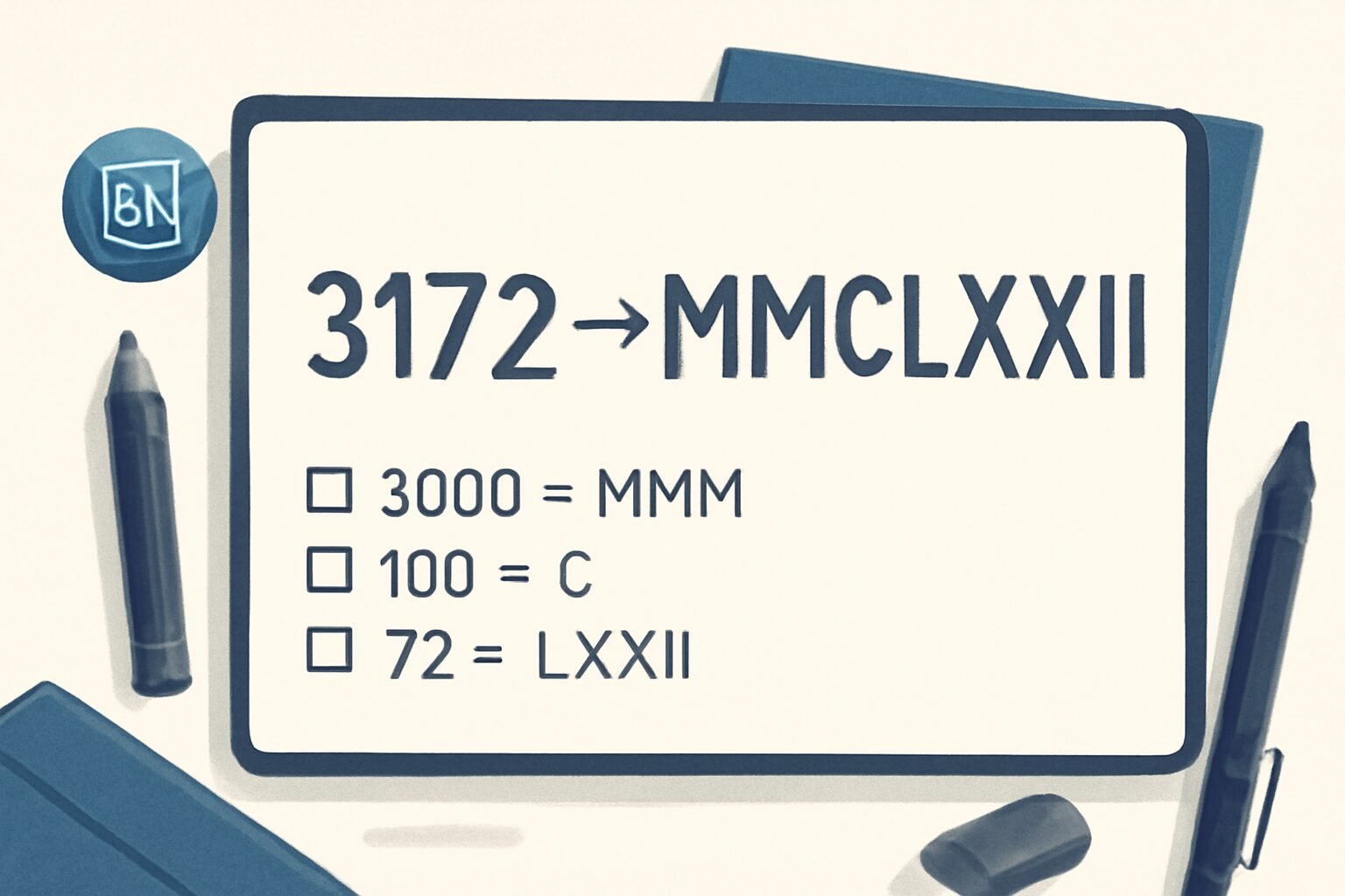 Roman Numerals: 3172