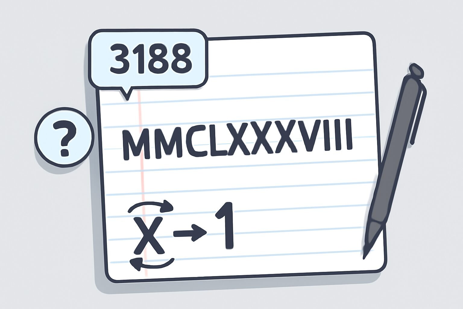 Roman Numerals: 3188
