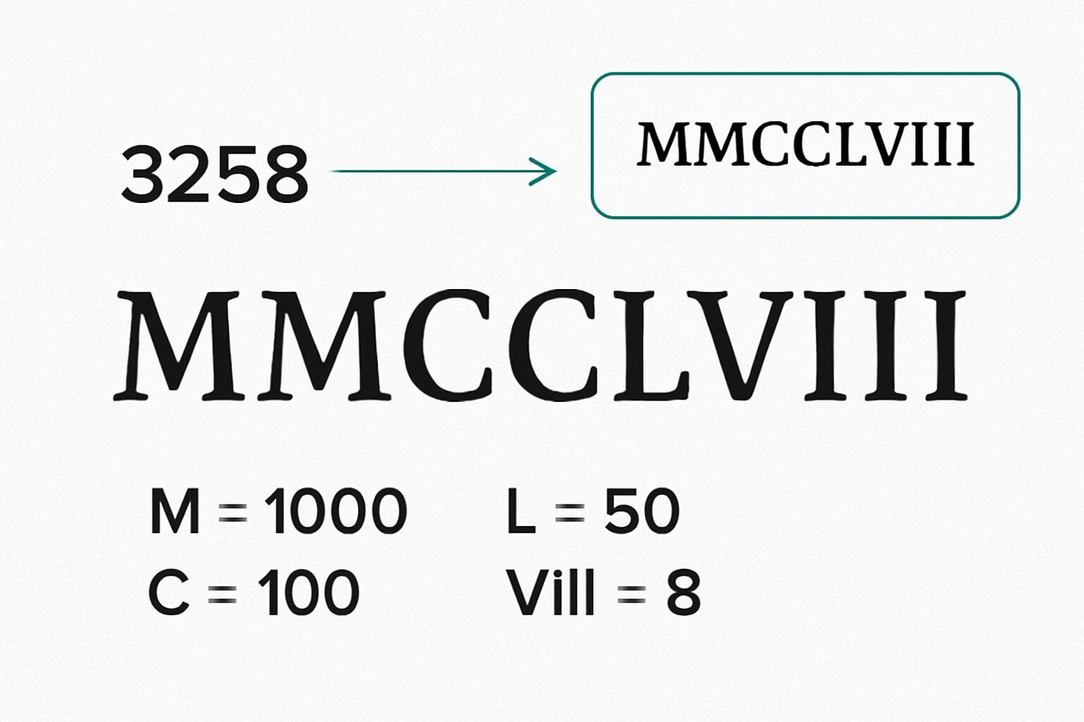 Roman Numerals: 3258
