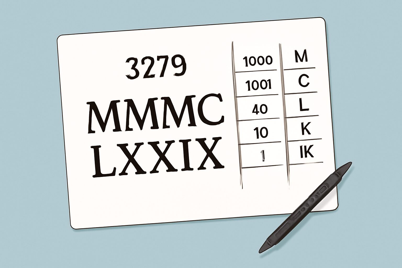Roman Numerals: 3279