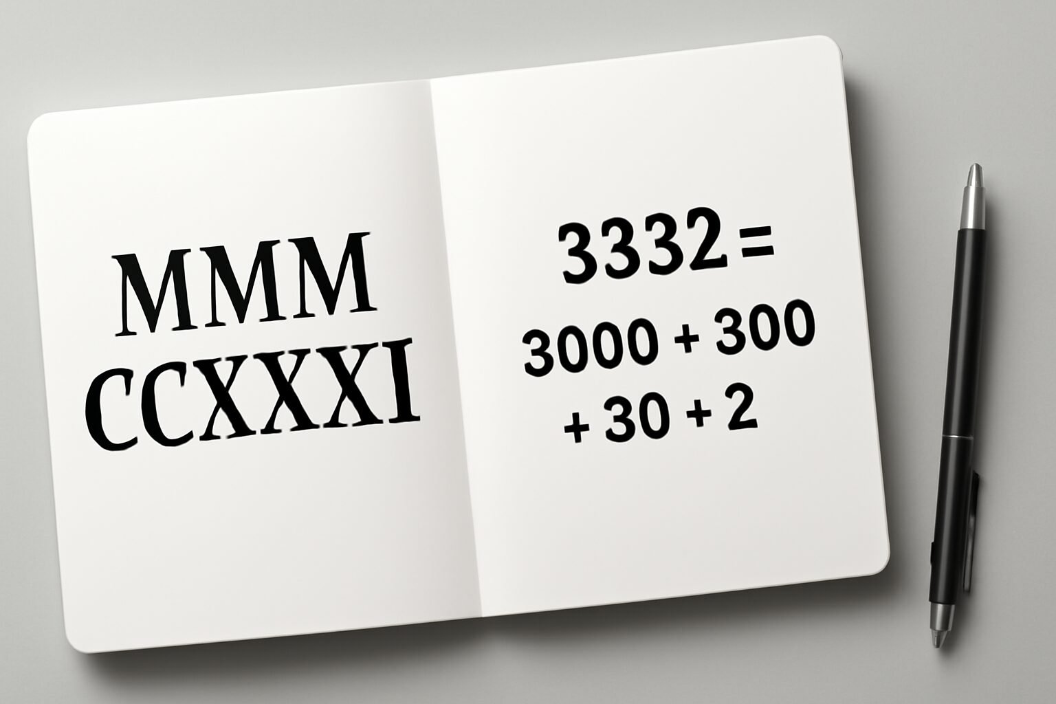 Roman Numerals: 3332