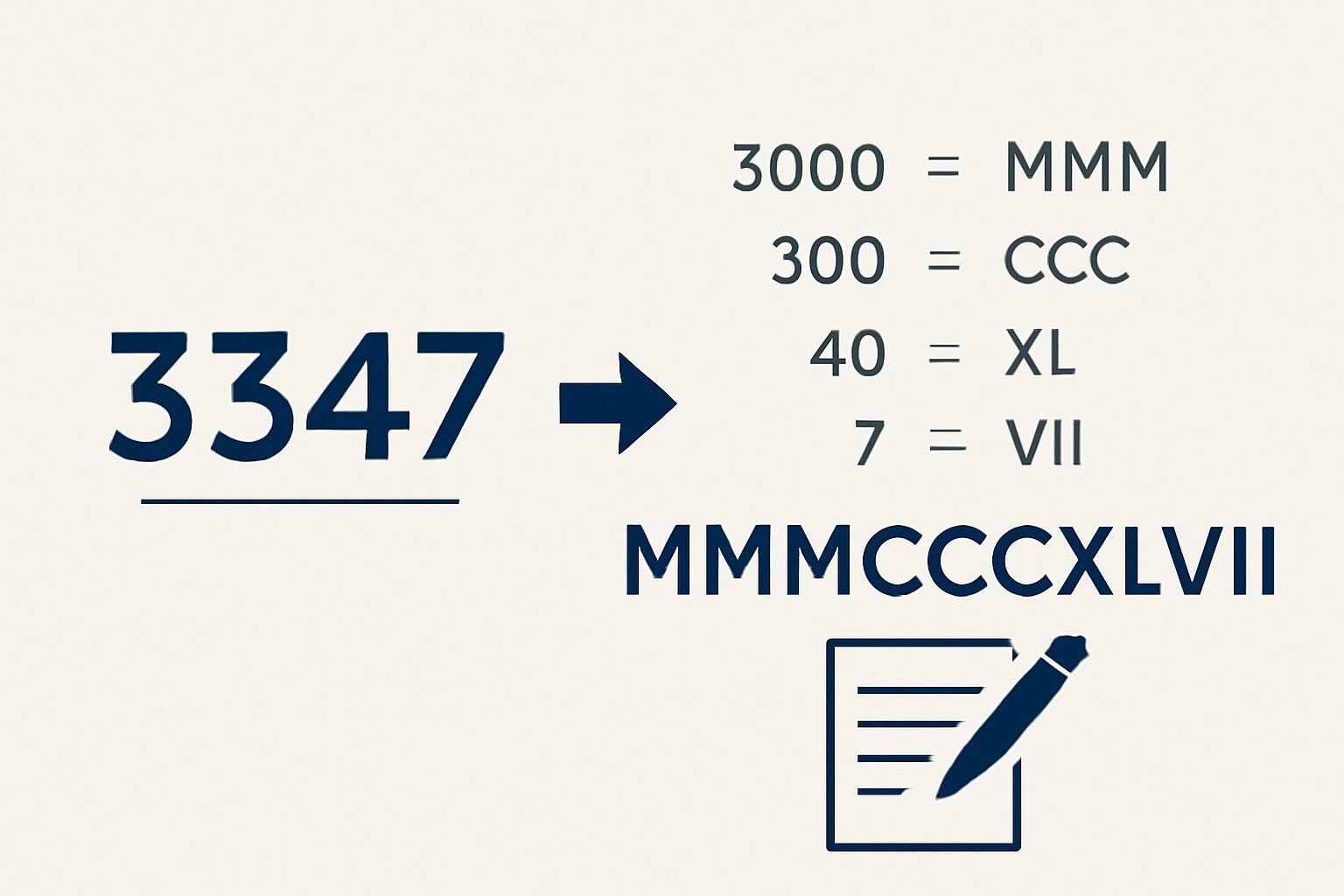 Roman Numerals: 3347