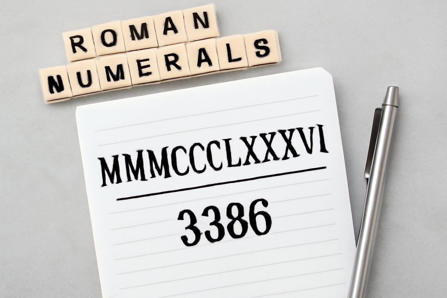 Roman Numerals: 3386