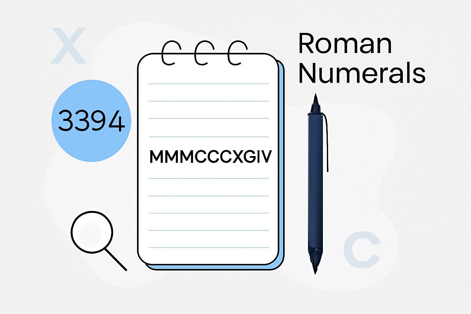 Roman Numerals: 3394