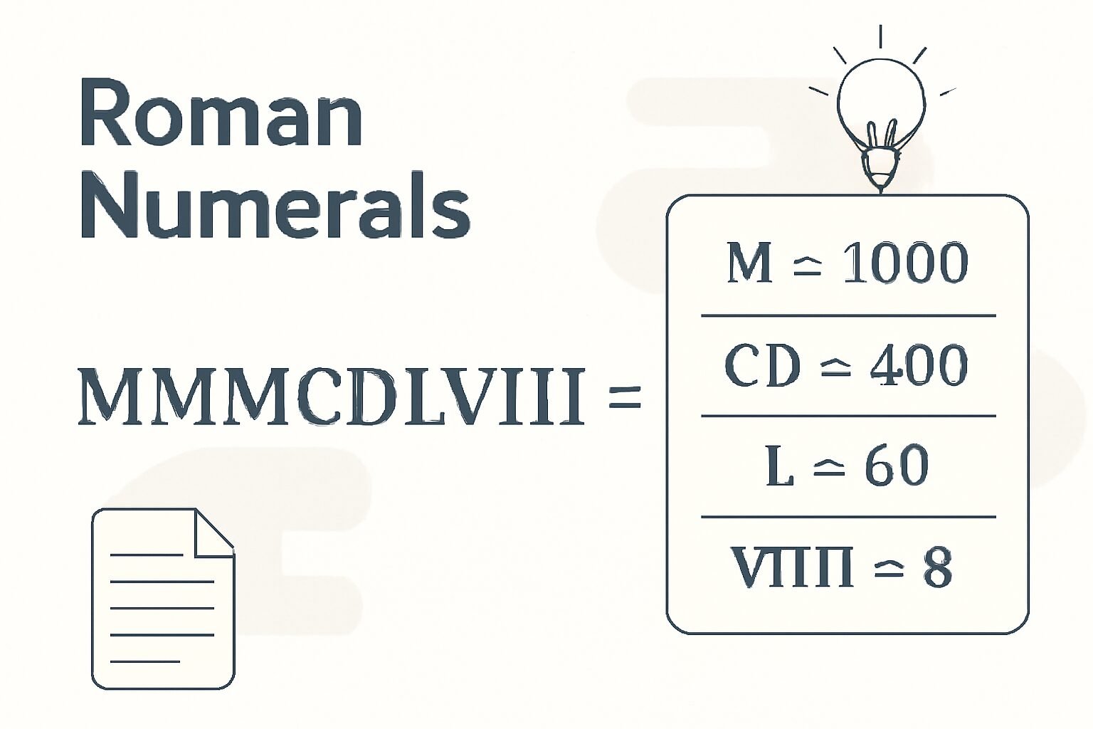 Roman Numerals: 3458