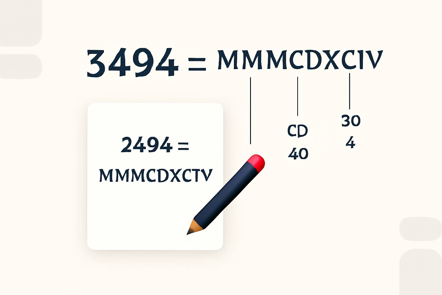 Roman Numerals: 3494