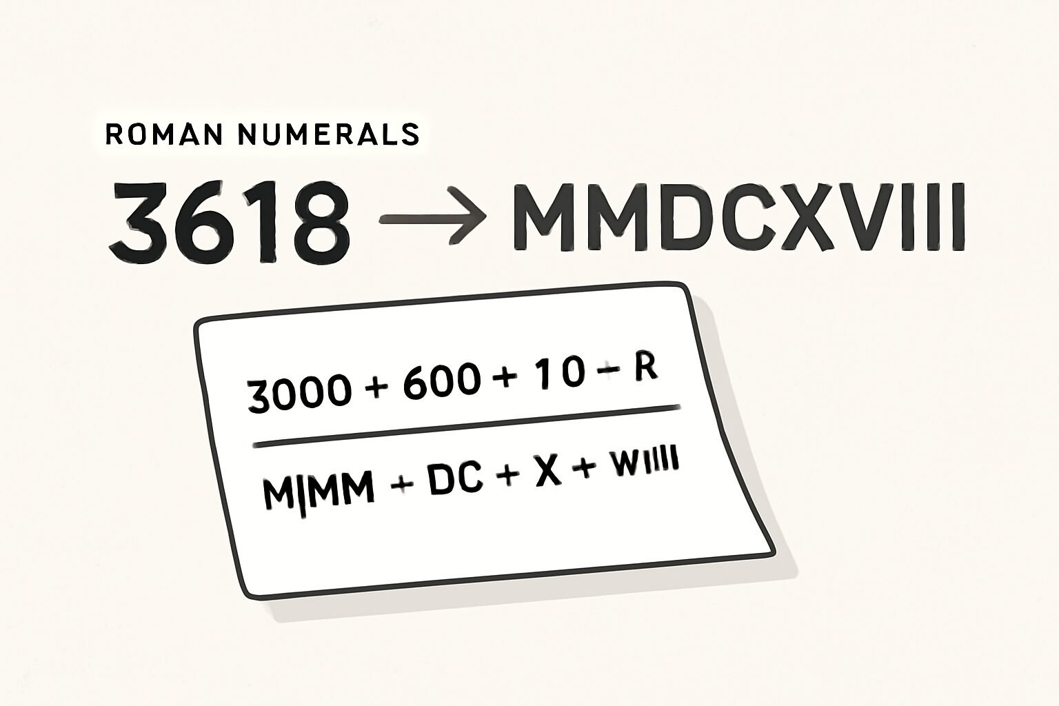 Roman Numerals: 3618
