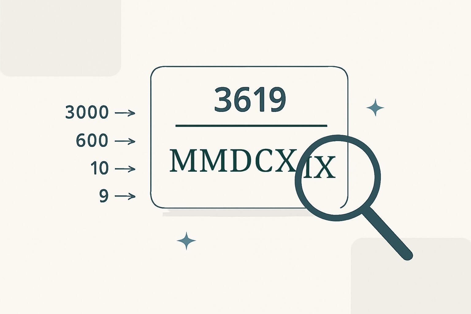 Roman Numerals: 3619