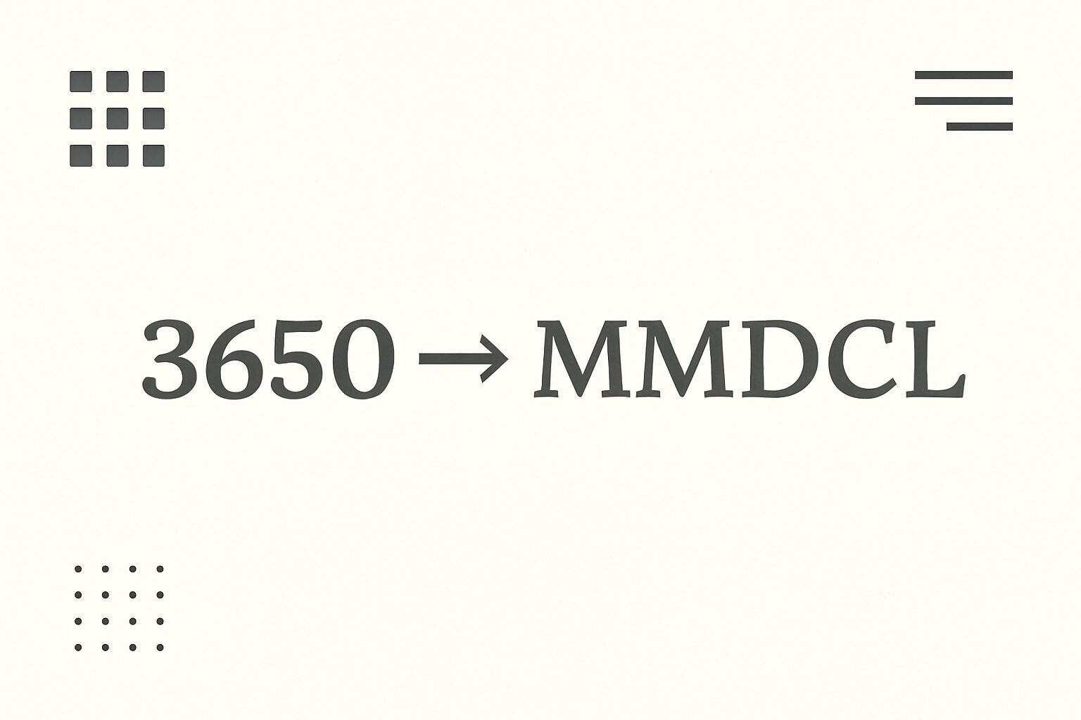 Roman Numerals: 3650