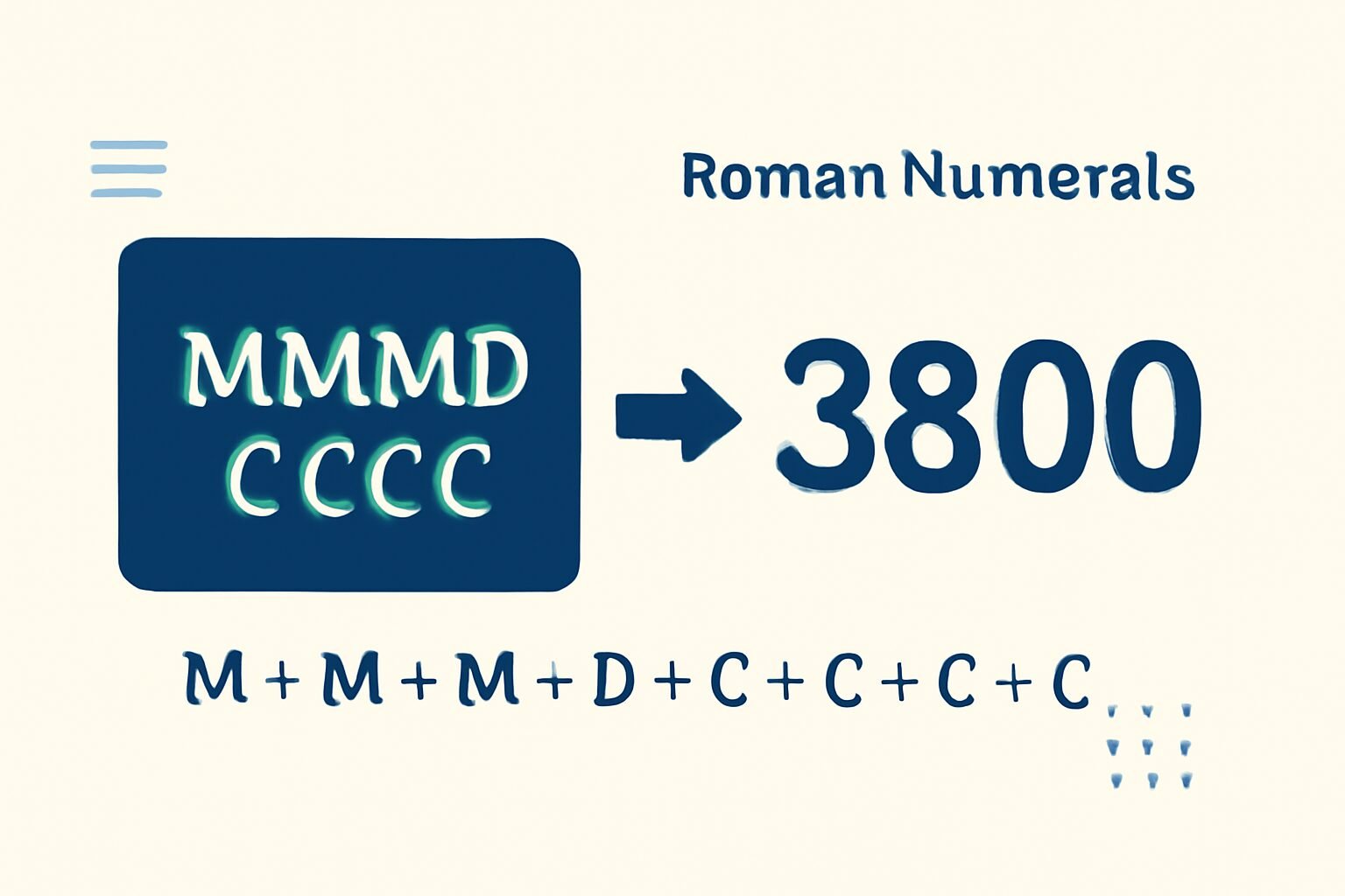 Roman Numerals: 3800