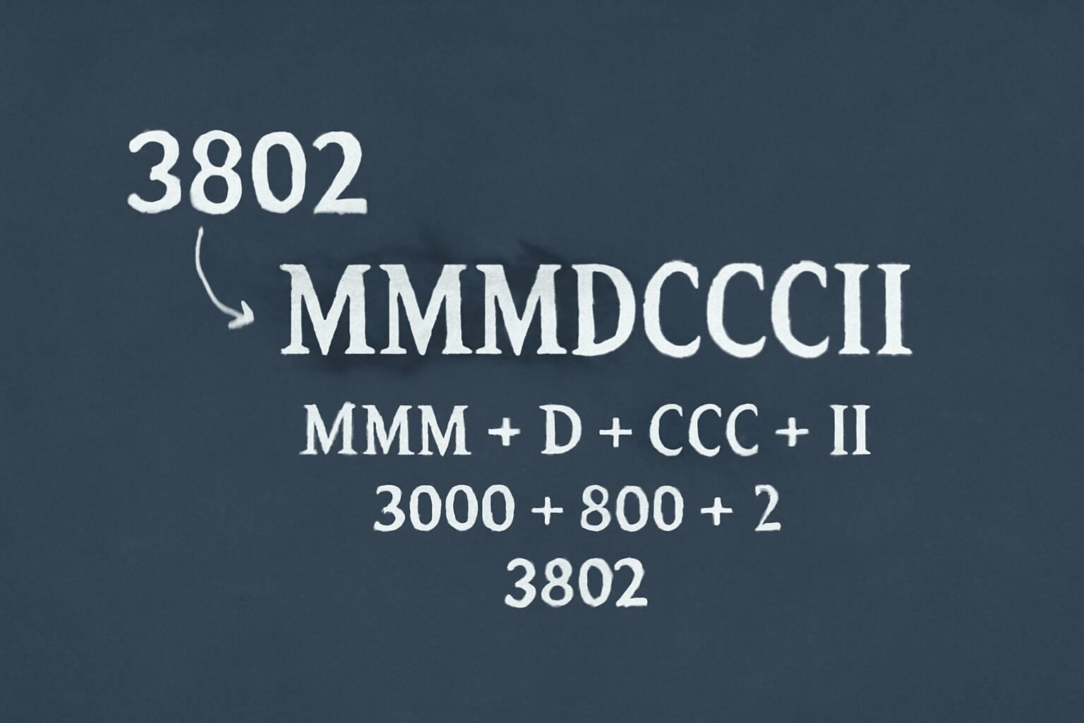 Roman Numerals: 3802