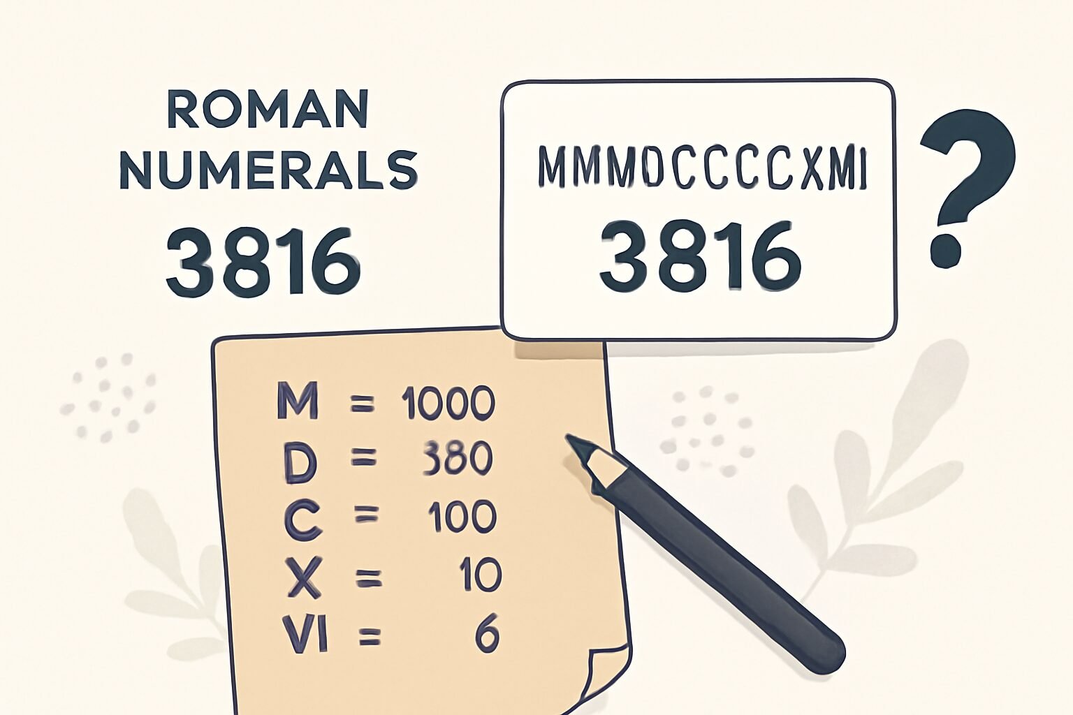 Roman Numerals: 3816