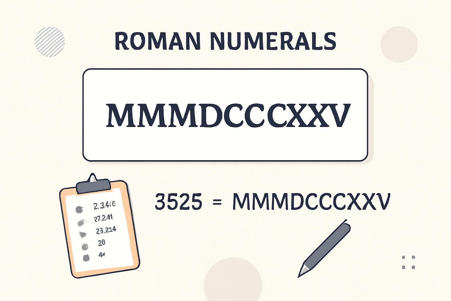 Roman Numerals: 3825