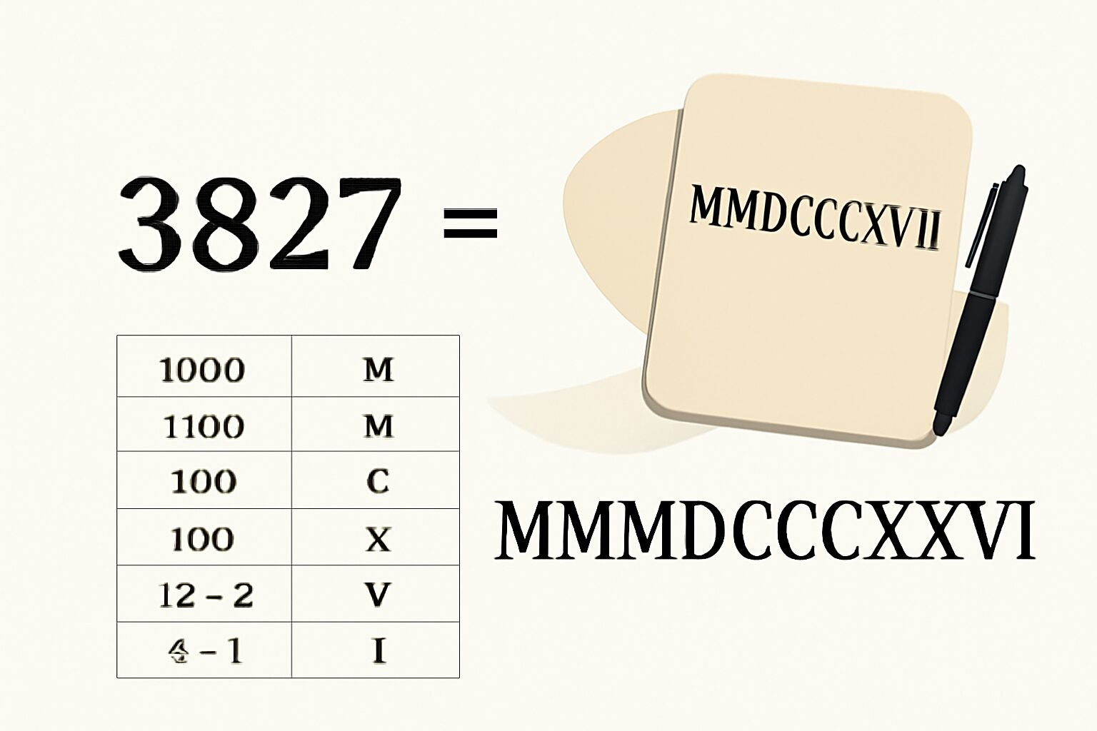 Roman Numerals: 3827