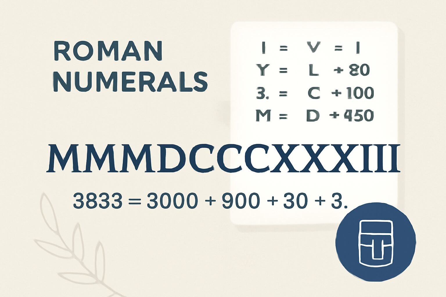Roman Numerals: 3833