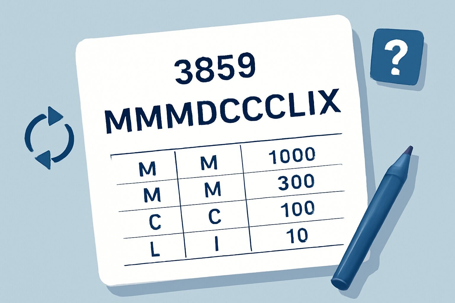 Roman Numerals: 3859