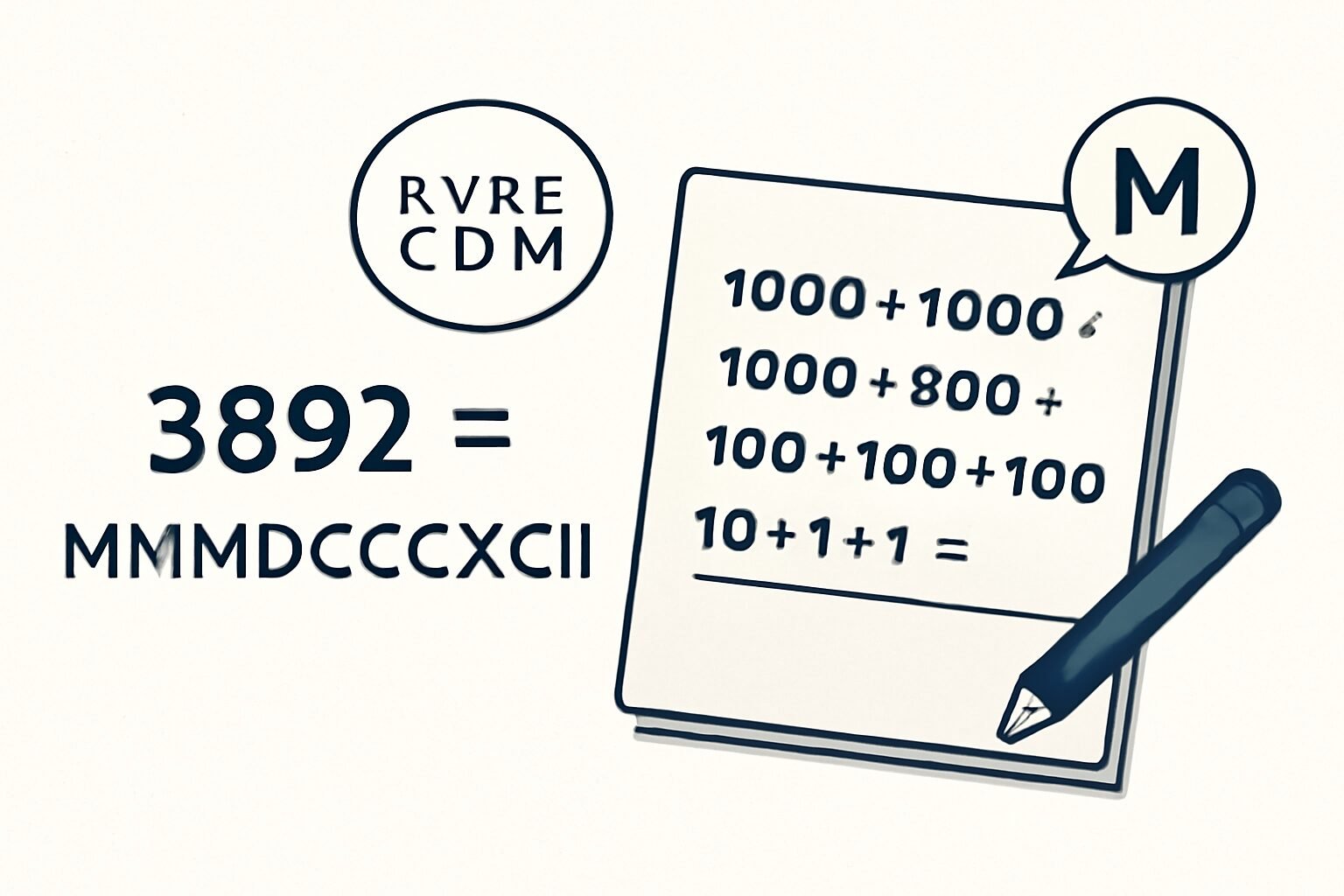 Roman Numerals: 3892