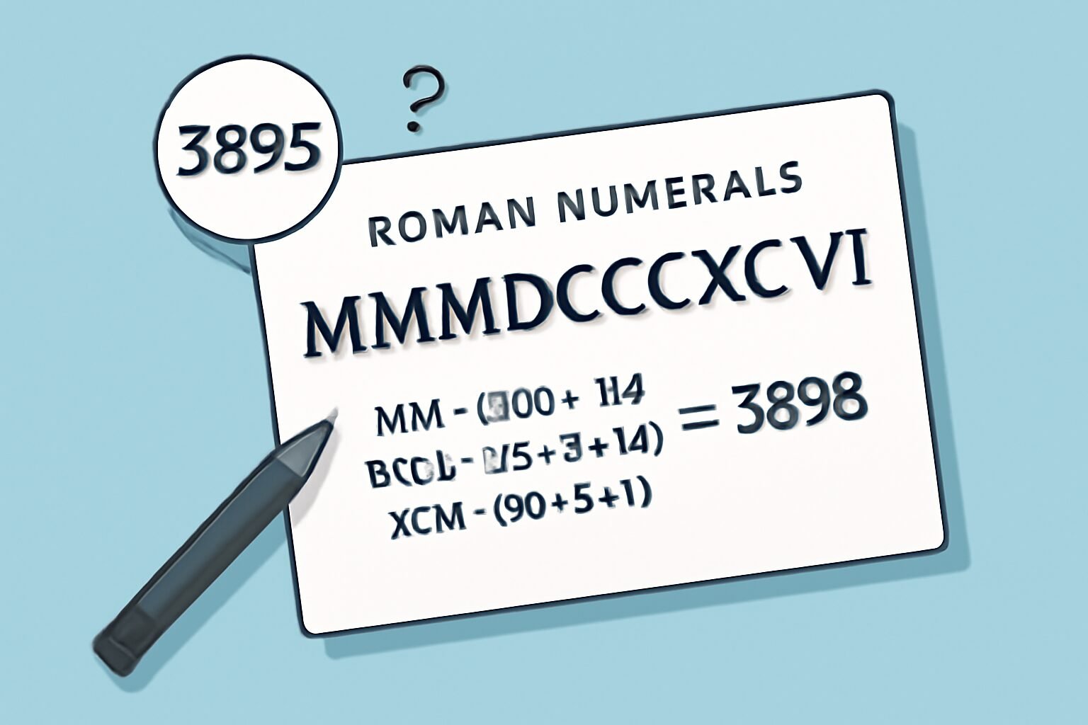Roman Numerals: 3898
