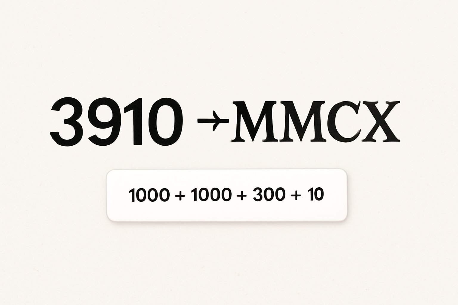 Roman Numerals: 3910