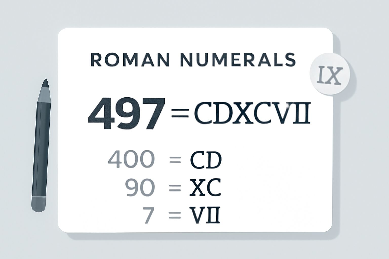 Roman Numerals: 497