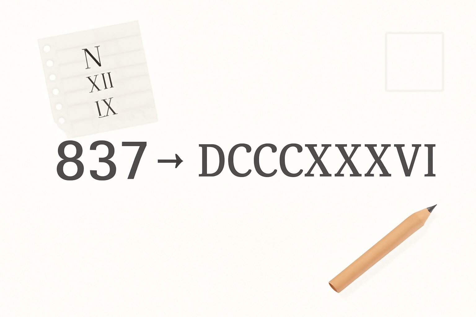 Roman Numerals: 837