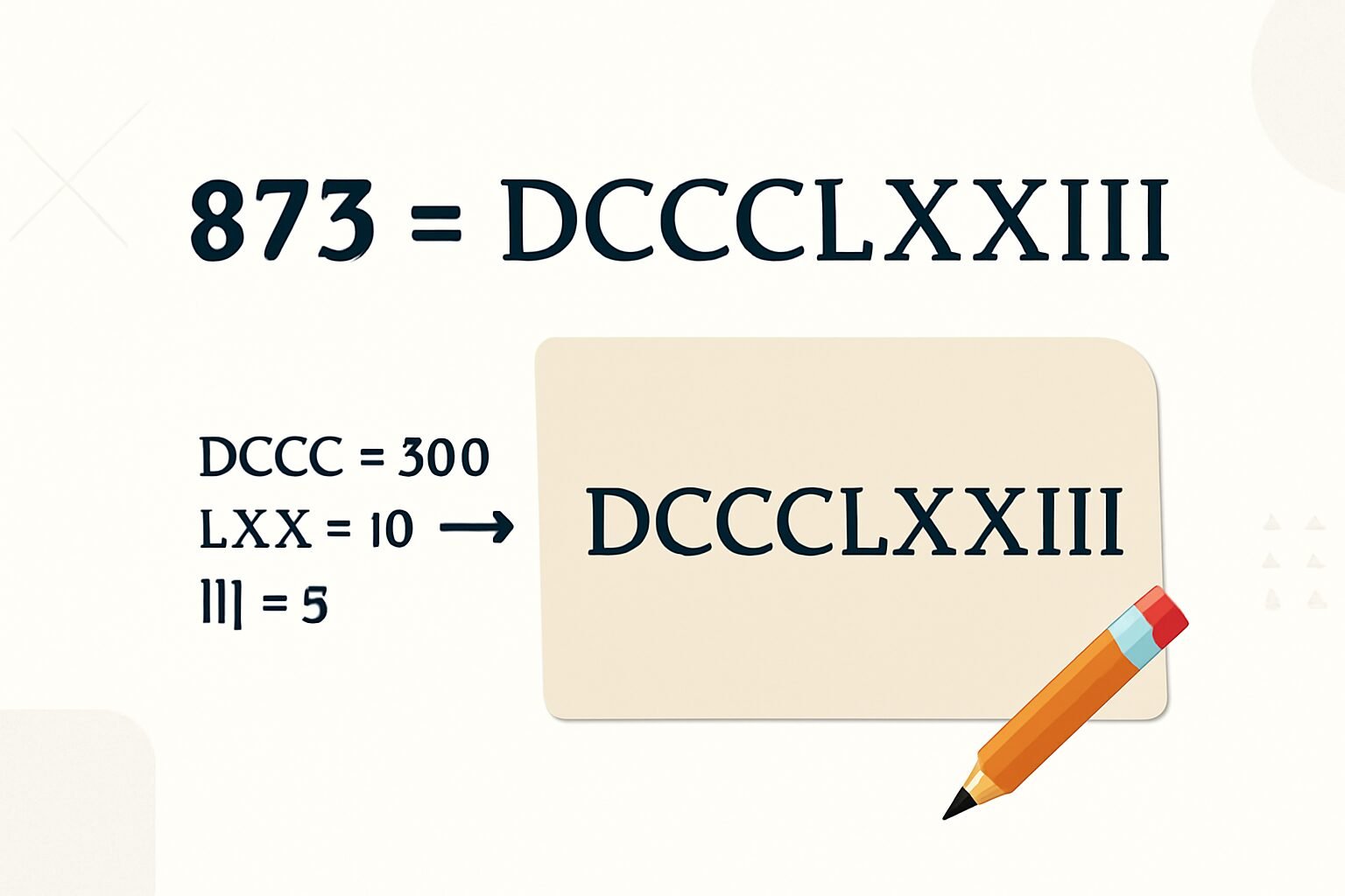 Roman Numerals: 873
