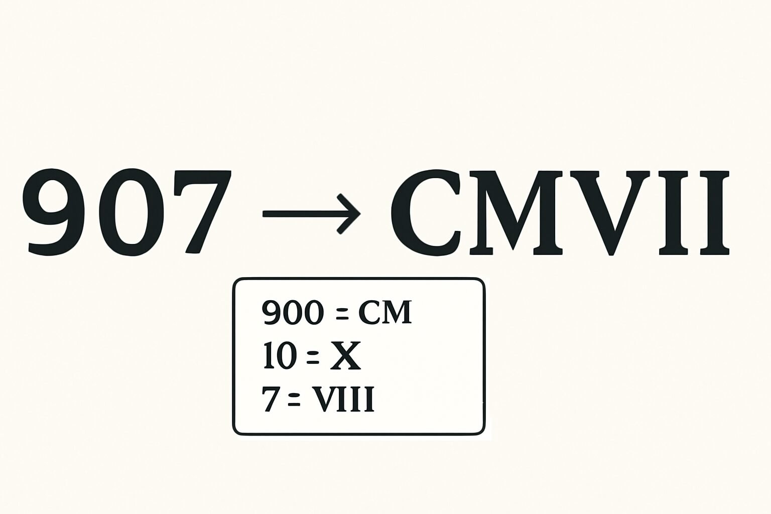 Roman Numerals: 907