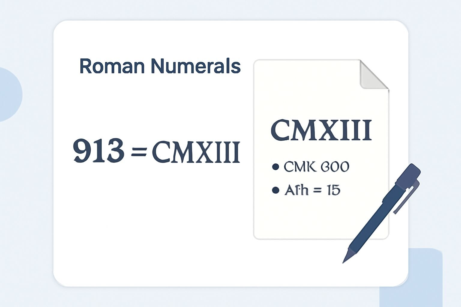 Roman Numerals: 913
